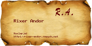 Rixer Andor névjegykártya